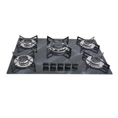 Fogão Cooktop Premium 5 Bocas Tripla Chama Marmorizado Preto