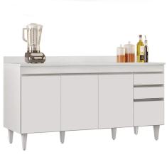 Balcão Gabinete para Pia com Tampo 160cm Arkansas Branco - Lumil