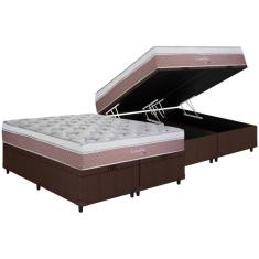 Cama Box Baú King: Colchão Molas Herval Maxspring Coimbra + Base CRC Courano Brown(193x203)