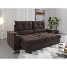 Sofá 4 Lugares Horus Bipartido 230cm Retrátil e Reclinável com Porta Copos Bombom