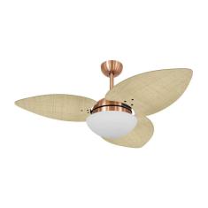 Ventilador De Teto Kovalski Cobre 3 Pás Palmae Natural 220V