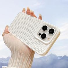 Capa de telefone de malha respirável de dissipação de calor de luxo para iPhone 15 14 Plus 13 12 11 Pro Max à prova de choque macio pára-choque capa traseira rígida, branca, para iPhone 15