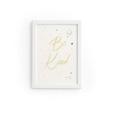 Quadro Infantil Be Kind Estrelas Moldura Branca 22x32cm - Quartinhos