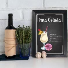 Quadro Bebida Piña Colada 22x32cm Moldura Preta - Quartinhos