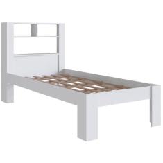 Cama de Solteiro com Cabeceira de Prateleira Branco Prodecor 214x96x111cm