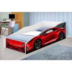 Cama Juvenli Carro Vermelho Para Colchão 01 - Cambel Móveis