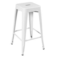 Loft7, Banquetas Iron Tolix Design Industrial em Aço Carbono 76 cm Alta sem Encosto Vintage Elegante e Versátil Cozinha Bar Sala de Jantar Varanda Gourmet, Branco