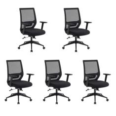 Kit 5 Cadeiras para Escritório Diretor com NR17 Genebra Preto