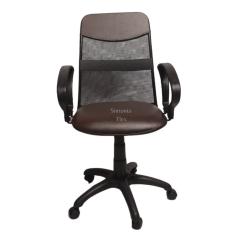 Cadeira  diretor tela giratória com faixa - mecanismo relax -  braço fixo corano marrom