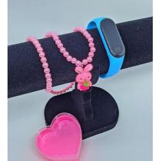 Kit Relógio Infantil Digital Led Bracelete Esportivo Prova água Silico