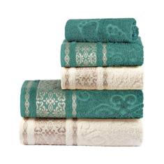 Kit Jogo Toalha De Banho E Rosto Gigante 5 Pecas 100%Algodao - Jm Enxo