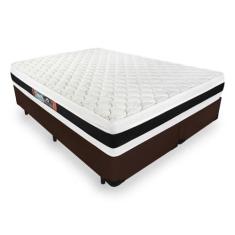 Cama Box Queen + Colchão De Espuma D45 - Castor - Black White Double F