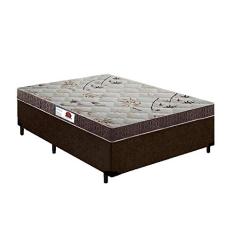 Cama Box Casal Colchão Classic Mola Ensacada + Box Suede Marrom Serra Negra 67x138x188