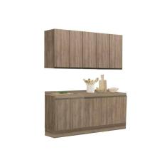 Cozinha Modulada Completa Maxxi 6pçs 2 Armários + 2 Balcões + 2 Complementos C6P23 Nogal Kappesberg