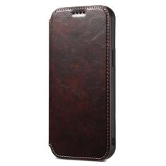 HAO RIYLN Capa carteira para iPhone 15 pro Max /15 Pro/15 plus/15, capa de carregamento sem fio de adsorção magnética de couro PU com suporte para cartão, marrom, 15