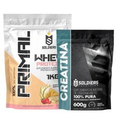 Kit: Whey Protein Primal 1Kg 100% Importado + Creatina Monohidratada 600g - Soldiers Nutrition-Unissex