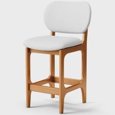 Banqueta Baixa Bar Cozinha E Sala De Jantar Fixa Betta L02 Imbuia Facto Branco - Lyam Decor