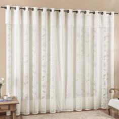 Cortina 3 Mts Sala Quarto Luna Renda Para Trilho Comum Baratissima Palha - 100% Poliéster