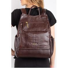 Mochila antifurto de couro croco Suelen