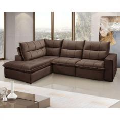 Sofá/ Estofado Com 2 Lugares E Chaise Direto Marrom
