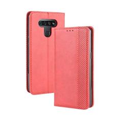 Capa para LG Q51, carteira com suporte de couro, capa flip para LG Q51, capa magnética retrô, capa de telefone carteira com compartimentos para cartões
