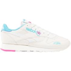 Reebok Tênis feminino de couro clássico, Giz/alabastro/roxo dinâmico, 38