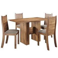 Mesa De Jantar Viero Carmen Com 4 Cadeiras Estofadas Imbuía Com Pérola