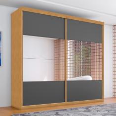 Guarda Roupa Com Espelho 2 Portas Aroeira Naturalle Grafite