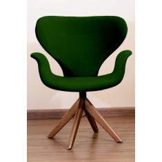 Poltrona Decorativa Mix Pé Giratório de Madeira - Squadra Decor, Verde