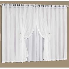 Cortina Luciana Lux Tecido Blackout e Voal 2,00M X 1,70M Janela - Branco