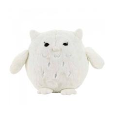 Coruja De Pelúcia Branca Olhos Charmosos 27 Cm