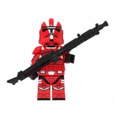 Boneco Clone Trooper Vermelho Blocos De Montar Star Wars