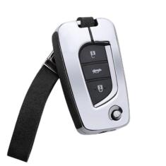 TPHJRM Carcaça da chave do carro em liga de zinco, capa da chave, adequada para Toyota Auris Corolla Avensis Verso Yaris Aygo Scion TC IM 2015 2016