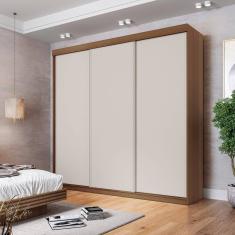 Guarda-roupa Casal 3 Portas de Correr Lisas Samambaia Cabecasa Madeiramadeira Freijó/Off White
