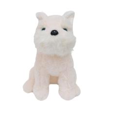 Cachorro Branco Schnauzer Sentado 28Cm - Pelúcia