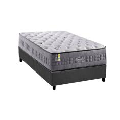 Cama Box Solteiro: Colchão Molas Ensacadas D Angelis Anjos Versalhes + Base crc Suede Gray (96x203)