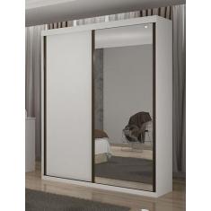 Guarda Roupa Solteiro com Espelho 2 Portas 3 Gavetas - Búzios-Neve - S