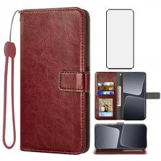 Asuwish Capa carteira compatível com Xiaomi 13 Pro, protetor de tela de vidro temperado e capa flip de couro, suporte para cartão, acessórios de celular, capas para celular para Mi 13Pro 5G, mulheres,