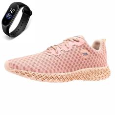 Tenis Academia Feminino de Amarrar Esporte Ortopêdico + Relógio-Feminino