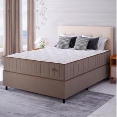 Conjunto Cama Box Casal Noha Molas Ensacadas 138cmx188cmx67cm Bege