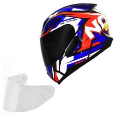 Capacete Masculino Norisk Razor Sharp Azul Moto Viseira Fume, AZUL VER
