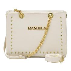 Bolsa Feminina Transversal Alça Corrente Detalhe Spikes Dourado - Manu