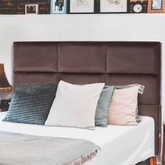 Cabeceira Estofada Para Cama Box Casal 127x142 Veludo Marrom bf Colchões