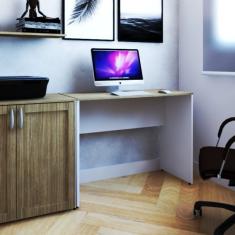 Mesa para Escritório Fini Bramov Móveis Branco Carvalho Mel