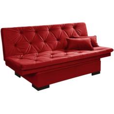 Sofá Cama Com Baú em Suede Valentim - Essencial Estofados, Vermelho