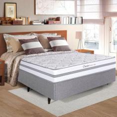 Cama Box Casal Molas Maxspring 138x188x24cm Chester Herval Branco/Cinza