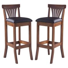 Kit 2 Banquetas Alta Estofada Valentina 36 x 100 Cm Madeira Maciça Imbuia Facto Marrom L74 - RMI