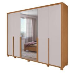 Guarda Roupa Easy Space 6 Pts Espelho AmendoaClean/Off White