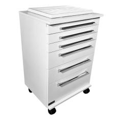 Mesa Carrinho Auxiliar Mdf Gavetas Branco
