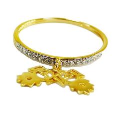 Anel de ouro 18k com pingentes cravejados em zircônia  filhas - Elegan